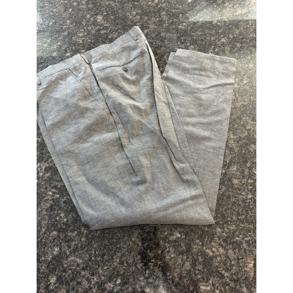 CONNAISSEUR PARIS - GREY 2 PIECE SLIM FIT LINEN‎ SUIT WITH PATCH POCKETS Sz 46